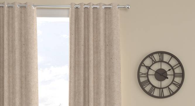 Ashanti Beige Polycotton Room-Darkening 7 ft Door Curtain (Beige, Eyelet Pleat, 129 x 213 cm  (51" x 84") Curtain Size) by Urban Ladder - Cross View Design 1 - 496368