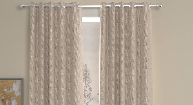 Ashton Beige Polycotton Room-Darkening 9 ft Long Door Curtain Set of 2 (Beige, Eyelet Pleat, 129 x 274 cm  (51" x 108") Curtain Size) by Urban Ladder - Cross View Design 1 - 496371