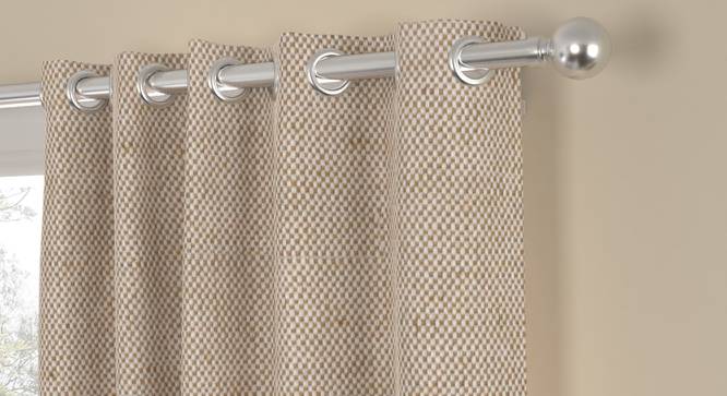 Ashanti Beige Polycotton Room-Darkening 7 ft Door Curtain (Beige, Eyelet Pleat, 129 x 213 cm  (51" x 84") Curtain Size) by Urban Ladder - Front View Design 1 - 496384