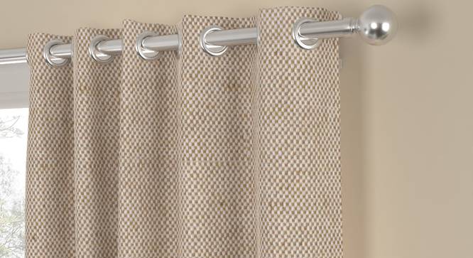 Ashton Beige Polycotton Room-Darkening 9 ft Long Door Curtain Set of 2 (Beige, Eyelet Pleat, 129 x 274 cm  (51" x 108") Curtain Size) by Urban Ladder - Front View Design 1 - 496387