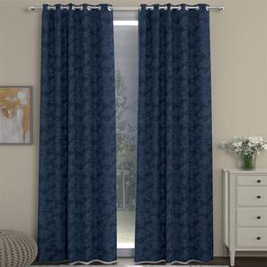 Dark Blue Polyester Room Darkening Door Curtain-image-1