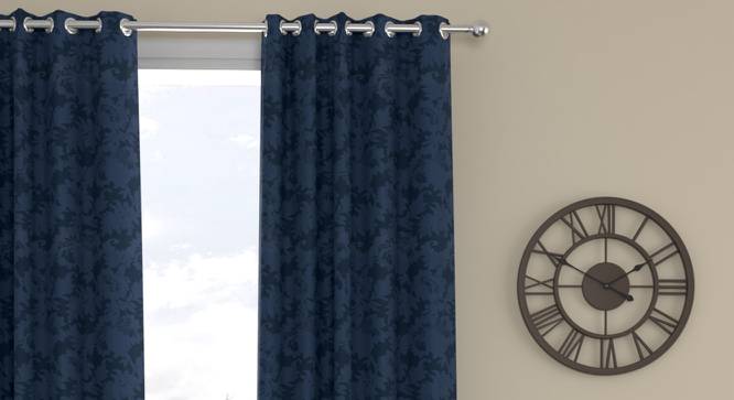 Paul Dark Blue Polyester Room-Darkening 9 ft Long Door Curtain (Dark Blue, Eyelet Pleat, 118 x 274 cm  (46" x 108") Curtain Size) by Urban Ladder - Cross View Design 1 - 496442
