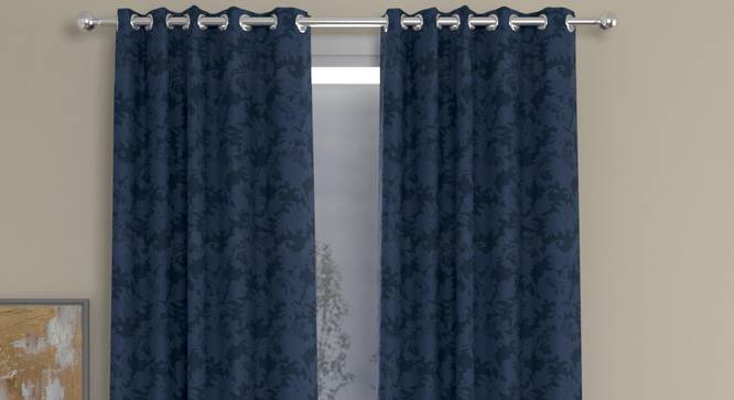 Robin Dark Blue Polyester Room-Darkening 9 ft Long Door Curtain Set of 2 (Dark Blue, Eyelet Pleat, 118 x 274 cm  (46" x 108") Curtain Size) by Urban Ladder - Cross View Design 1 - 496444