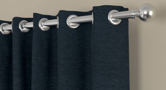 Lowretta Dark Blue Polyester Room-Darkening 7 ft Door Curtain Set of 2 (Dark Blue, Eyelet Pleat, 129 x 213 cm  (51" x 84") Curtain Size) by Urban Ladder - Front View Design 1 - 496456