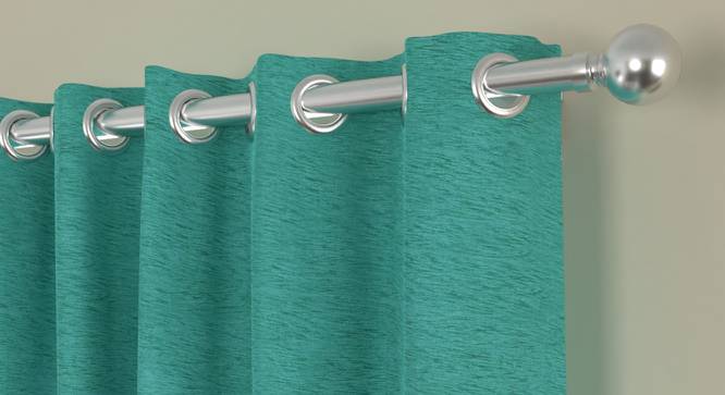 Naryssa Light Blue Polyester Room-Darkening 7 ft Door Curtain (Light Blue, Eyelet Pleat, 129 x 213 cm  (51" x 84") Curtain Size) by Urban Ladder - Front View Design 1 - 496458