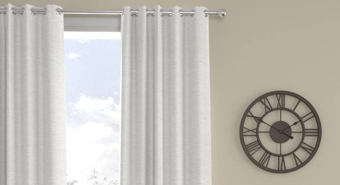 Kajetano Cream Polyester Room-Darkening 7 ft Door Curtain (Cream, Eyelet Pleat, 129 x 213 cm  (51" x 84") Curtain Size) by Urban Ladder - Cross View Design 1 - 496614