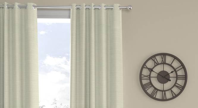 Chassidy Cream Polyester Room-Darkening 7 ft Door Curtain (Cream, Eyelet Pleat, 129 x 213 cm  (51" x 84") Curtain Size) by Urban Ladder - Cross View Design 1 - 496626