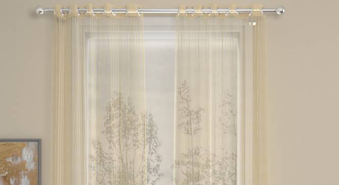 Helen Gold Polyester Sheer 7 ft Door Curtain Set of 2 (Gold, Eyelet Pleat, 115 x 213 cm  (45" x 84") Curtain Size) by Urban Ladder - Cross View Design 1 - 496709