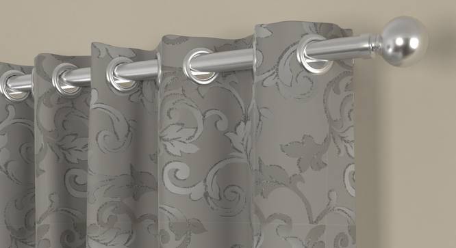 Emma Grey Polyester Room-Darkening 7 ft Door Curtain Set of 2 (Grey, Eyelet Pleat, 118 x 213 cm  (46" x 84") Curtain Size) by Urban Ladder - Front View Design 1 - 496724