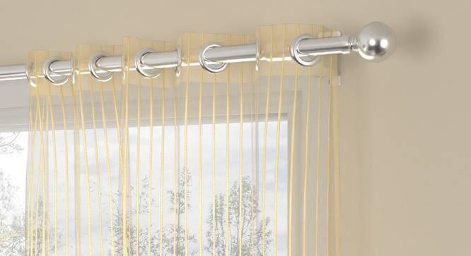 Helen Gold Polyester Sheer 7 ft Door Curtain Set of 2 (Gold, Eyelet Pleat, 115 x 213 cm  (45" x 84") Curtain Size) by Urban Ladder - Front View Design 1 - 496728