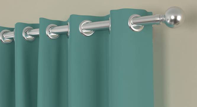 Tyler Mint Green Polyester Blackout 7 ft Door Curtain (Eyelet Pleat, Mint Green, 129 x 213 cm  (51" x 84") Curtain Size) by Urban Ladder - Front View Design 1 - 496854