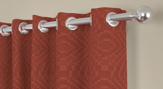 Marion Rust Polyester Room-Darkening 9 ft Long Door Curtain (Rust, Eyelet Pleat, 118 x 274 cm  (46" x 108") Curtain Size) by Urban Ladder - Front View Design 1 - 497003