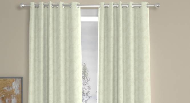 Angelina Off White Polyester Room-Darkening 7 ft Door Curtain Set of 2 (Off White, Eyelet Pleat, 118 x 213 cm  (46" x 84") Curtain Size) by Urban Ladder - Cross View Design 1 - 497149