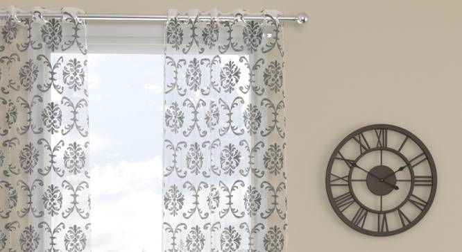 Amos Silver Polyester Sheer 9 ft Long Door Curtain (Silver, Eyelet Pleat, 115 x 274 cm  (45" x 108") Curtain Size) by Urban Ladder - Cross View Design 1 - 497156