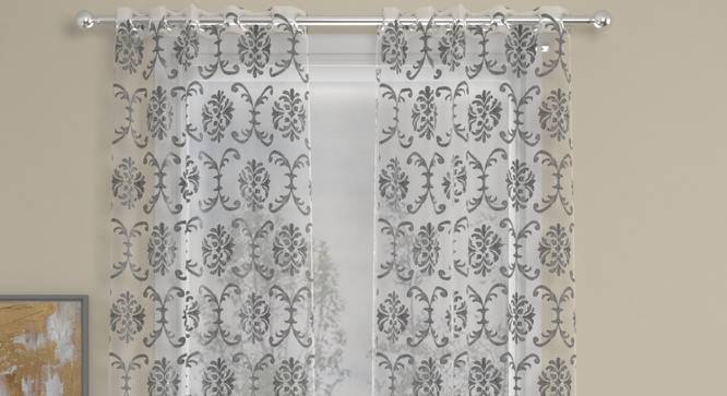 Anderson Silver Polyester Sheer 9 ft Long Door Curtain Set of 2 (Silver, Eyelet Pleat, 115 x 274 cm  (45" x 108") Curtain Size) by Urban Ladder - Cross View Design 1 - 497158