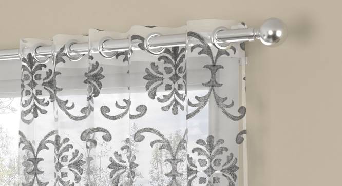 Anderson Silver Polyester Sheer 9 ft Long Door Curtain Set of 2 (Silver, Eyelet Pleat, 115 x 274 cm  (45" x 108") Curtain Size) by Urban Ladder - Front View Design 1 - 497183