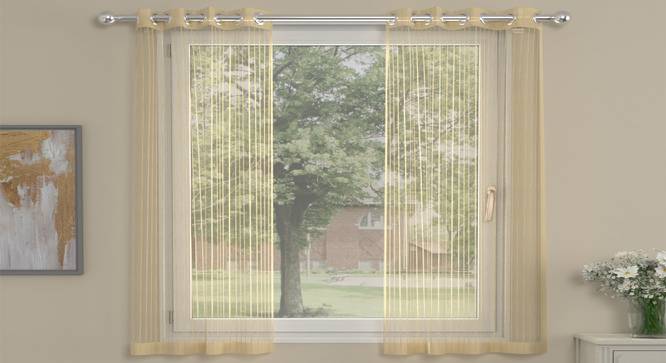Halle Gold Polyester Sheer 5 ft Window Curtain Set of 2 (Gold, Eyelet Pleat, 115 x 152 cm  (45" x 60") Curtain Size) by Urban Ladder - Cross View Design 1 - 497421
