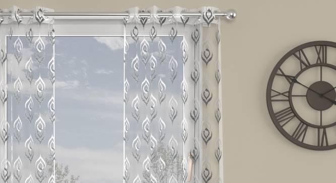 Oliver Grey Polyester Sheer 5 ft Window Curtain (Grey, Eyelet Pleat, 109 x 152 cm  (43" x 60") Curtain Size) by Urban Ladder - Cross View Design 1 - 497426