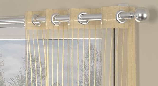 Halle Gold Polyester Sheer 5 ft Window Curtain Set of 2 (Gold, Eyelet Pleat, 115 x 152 cm  (45" x 60") Curtain Size) by Urban Ladder - Front View Design 1 - 497446