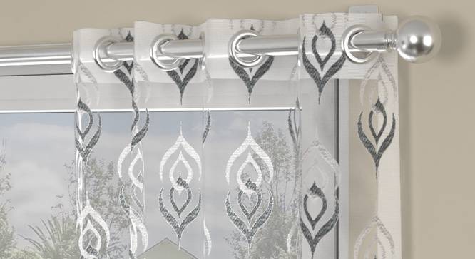Oliver Grey Polyester Sheer 5 ft Window Curtain (Grey, Eyelet Pleat, 109 x 152 cm  (43" x 60") Curtain Size) by Urban Ladder - Front View Design 1 - 497451