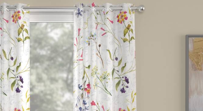 Syprianne Multicolor Polyester Sheer 5 ft Window Curtain (Eyelet Pleat, Multicolor, 140 x 152 cm  (55" x 60") Curtain Size) by Urban Ladder - Cross View Design 1 - 497571