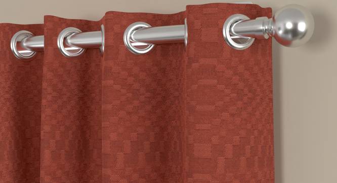Marisa Rust Polyester Room-Darkening 5 ft Window Curtain Set of 2 (Rust, Eyelet Pleat, 118 x 152 cm  (46" x 60") Curtain Size) by Urban Ladder - Front View Design 1 - 497690
