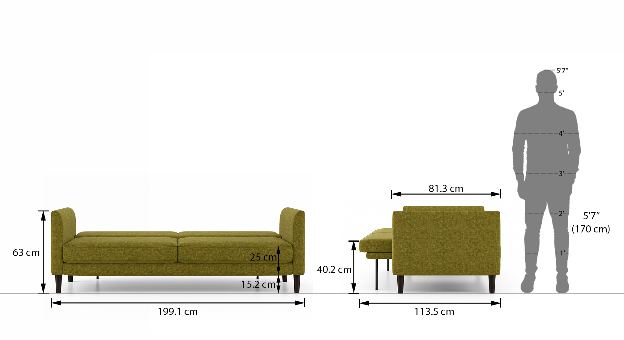 Felicity sofa cum bed color olivia green 9