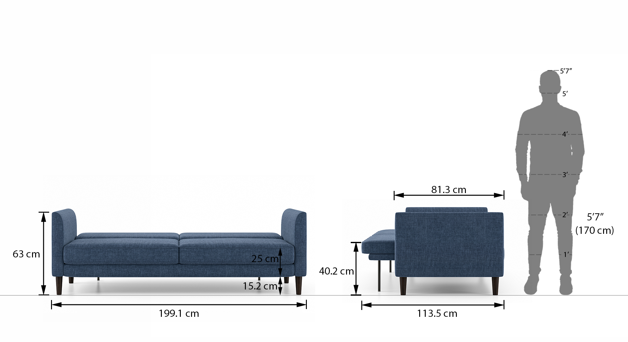 Felicity sofa cum bed color midnight indigo blue 9