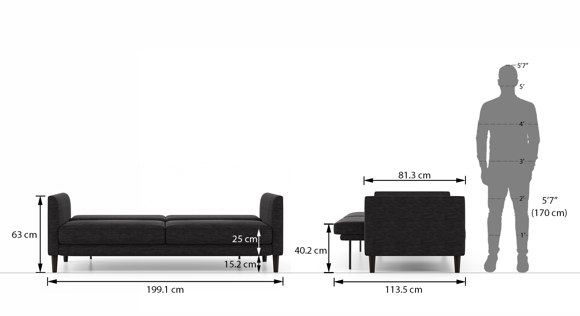 Felicity sofa cum bed color graphite grey 9