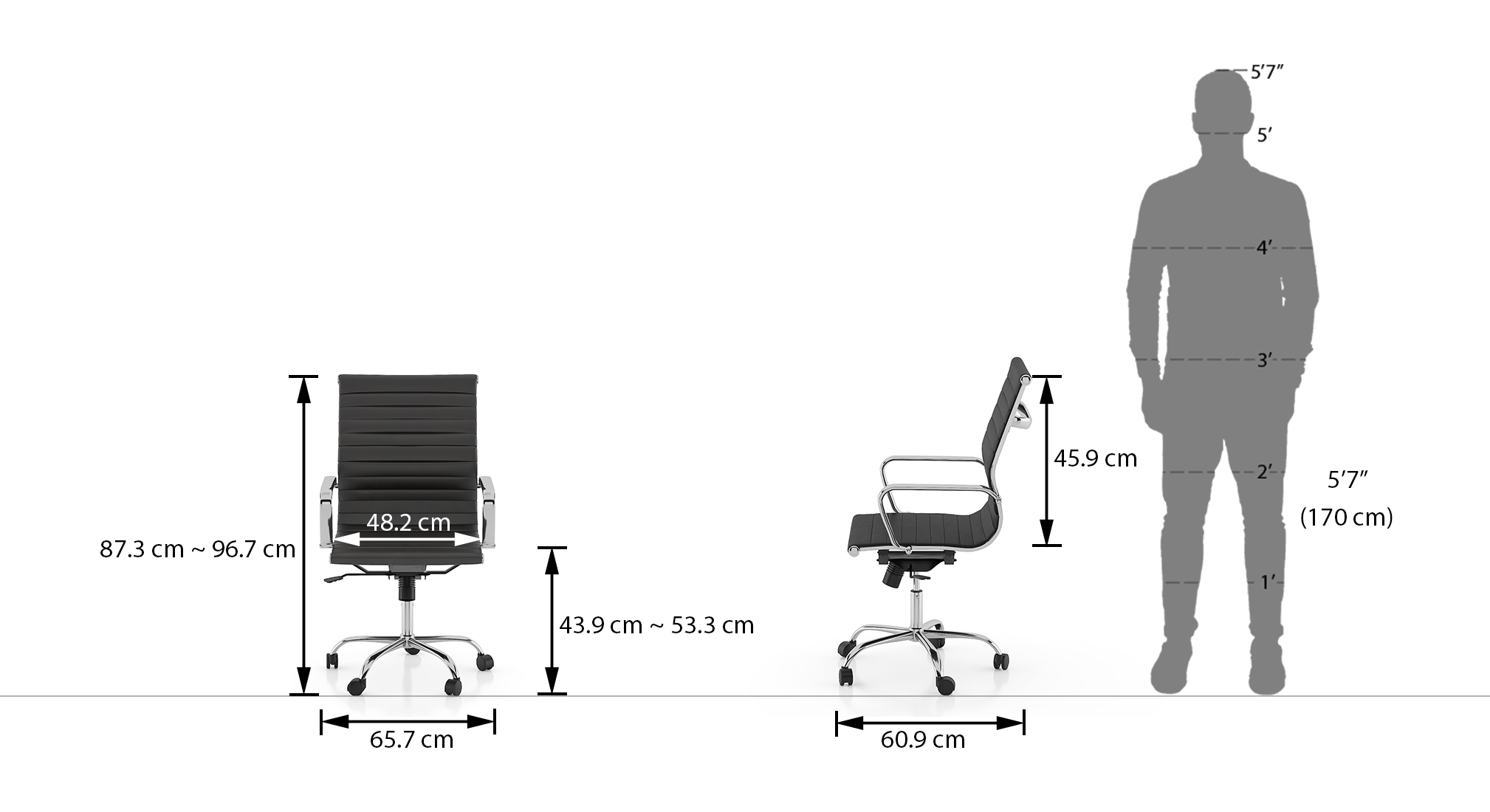 Charles metal study chair in black colour 5