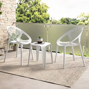 Balcony Chairs Design Ibiza Plastic Outdoor Chair in White Colour - Set of