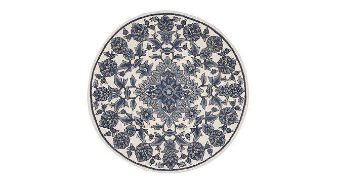 Trento Blue Floral Hand-Tufted Wool 4x4 Feet Carpet (Blue, Round Carpet Shape) by Urban Ladder - Cross View Design 1 - 498979