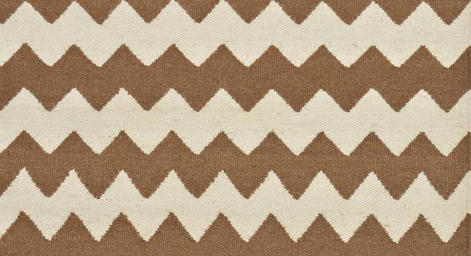 Leith Brown Geometric Woven Wool 6x4 Feet Dhurrie (Brown, 122 x 183 cm  (48" x 72") Carpet Size) by Urban Ladder - Front View Design 1 - 499003