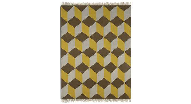 Taylor Multicolor Geometric Woven Wool 6x4 Feet Dhurrie (122 x 183 cm  (48" x 72") Carpet Size, Multicolor) by Urban Ladder - Cross View Design 1 - 499030