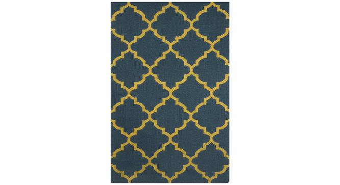 Galway Blue Geometric Woven Wool 5.6x3.6 Feet Dhurrie (Blue, 170 x 110 cm (67" x 43") Carpet Size) by Urban Ladder - Cross View Design 1 - 499067