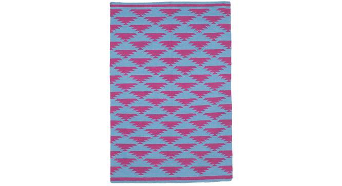 Glasgow Blue Geometric Woven Wool 6x4 Feet Dhurrie (Blue, 122 x 183 cm  (48" x 72") Carpet Size) by Urban Ladder - Cross View Design 1 - 499068