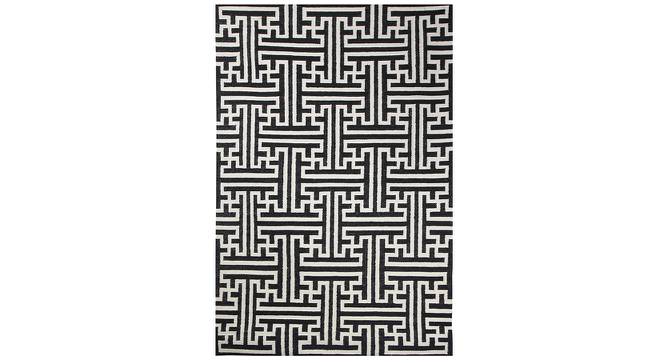Kingston Black Geometric Woven Wool 8x5 Feet Dhurrie (Black, 152 x 244 cm  (60" x 96") Carpet Size) by Urban Ladder - Cross View Design 1 - 499074