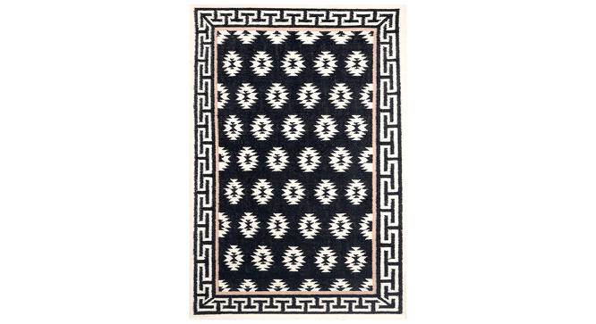 Perth Black Geometric Woven Wool 6x4 Feet Dhurrie (Black, 122 x 183 cm  (48" x 72") Carpet Size) by Urban Ladder - Cross View Design 1 - 499108