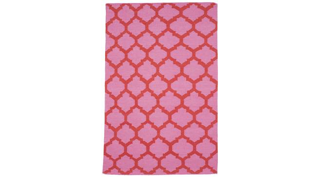 Palmer Pink Geometric Woven Wool 8x5 Feet Dhurrie (Pink, 152 x 244 cm  (60" x 96") Carpet Size) by Urban Ladder - Cross View Design 1 - 499112