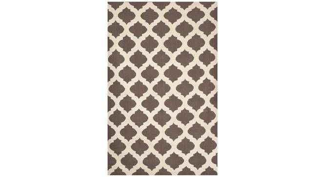 Kodiak Brown Geometric Woven Wool 8x5 Feet Dhurrie (Brown, 152 x 244 cm  (60" x 96") Carpet Size) by Urban Ladder - Cross View Design 1 - 499116