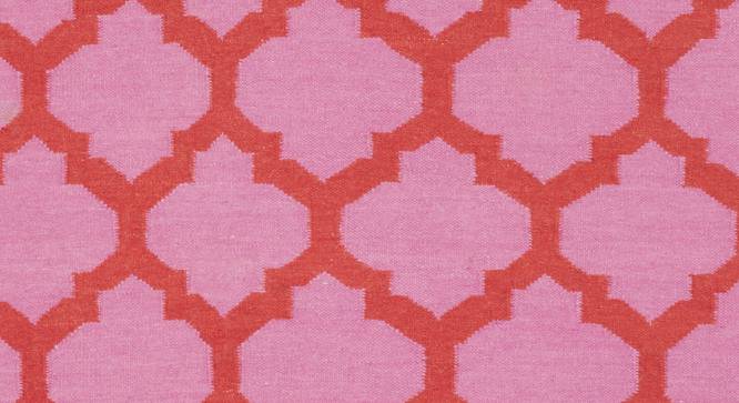 Palmer Pink Geometric Woven Wool 8x5 Feet Dhurrie (Pink, 152 x 244 cm  (60" x 96") Carpet Size) by Urban Ladder - Front View Design 1 - 499123