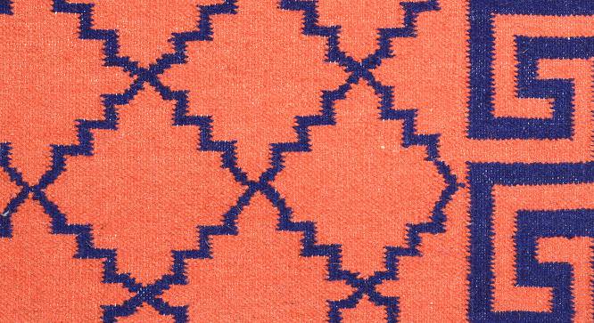 Seward Orange Geometric Woven Wool 8x5 Feet Dhurrie (Orange, 152 x 244 cm  (60" x 96") Carpet Size) by Urban Ladder - Front View Design 1 - 499124