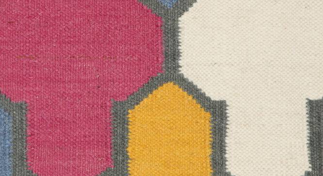 Barrie Multicolor Geometric Woven Wool 8x5 Feet Dhurrie (152 x 244 cm  (60" x 96") Carpet Size, Multicolor) by Urban Ladder - Front View Design 1 - 499125