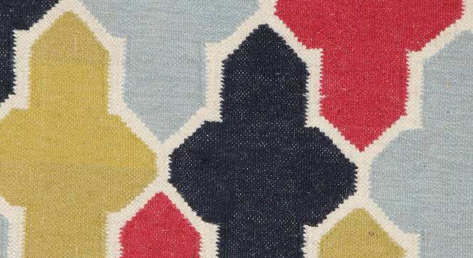 Prescott Multicolor Geometric Woven Wool 6x4 Feet Dhurrie (122 x 183 cm  (48" x 72") Carpet Size, Multicolor) by Urban Ladder - Front View Design 1 - 499144