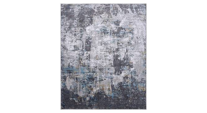 Keira Dark Grey/Shrink Blue Abstract Machine made Synthetic Fiber 5x2.4 Feet Carpet (Rectangle Carpet Shape, Dark Grey, Shrink Blue) by Urban Ladder - Cross View Design 1 - 499238