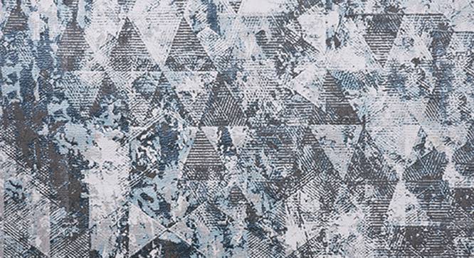 Kehlani Dark Grey/Shrink Blue Abstract Machine made Synthetic Fiber 5x2.4 Feet Carpet (Rectangle Carpet Shape, Dark Grey, Shrink Blue) by Urban Ladder - Front View Design 1 - 499277