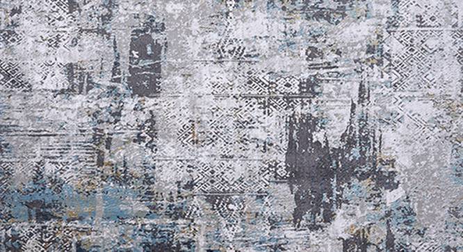 Keira Dark Grey/Shrink Blue Abstract Machine made Synthetic Fiber 5x2.4 Feet Carpet (Rectangle Carpet Shape, Dark Grey, Shrink Blue) by Urban Ladder - Front View Design 1 - 499280