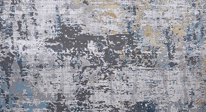 Kelly Dark Grey/Shrink Blue Abstract Machine made Synthetic Fiber 5x2.4 Feet Carpet (Rectangle Carpet Shape, Dark Grey, Shrink Blue) by Urban Ladder - Front View Design 1 - 499283