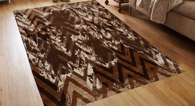 Sigourney Brown / Beige Geometrical Machine made Synthetic Fiber 6.6x4.6 Feet Carpet (Rectangle Carpet Shape, Beige,Brown) by Urban Ladder - Cross View Design 1 - 499549