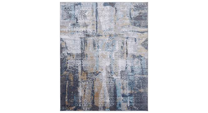 Martha Dark Grey/Shrink Blue Abstract Machine made Synthetic Fiber 5x2.4 Feet Carpet (Rectangle Carpet Shape, Dark Grey, Shrink Blue) by Urban Ladder - Cross View Design 1 - 499614